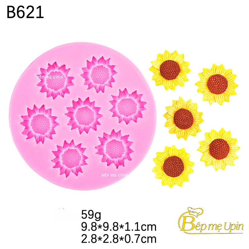 Khuôn silicon hoa hướng dương nhỏ - khuôn rau câu khuôn nến hanmade khuôn socola pipgel