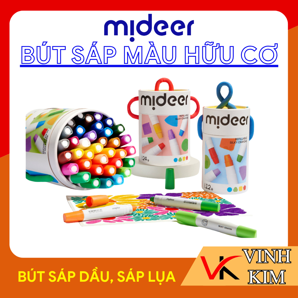 Bút sáp dầu, bút sáp lụa hữu cơ cho bé Mideer Silky Crayon,
