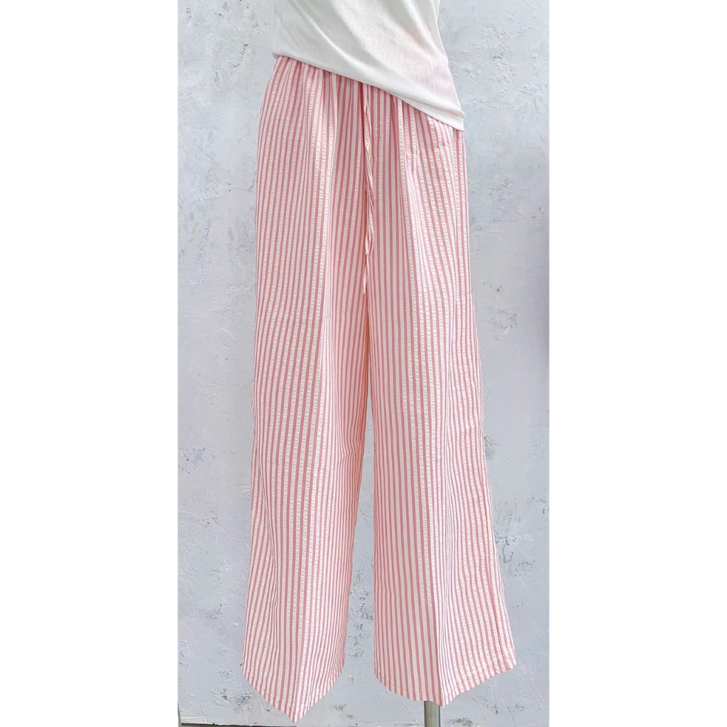 Quần suông kẻ sọc 9397Closet, ống suông hack dáng, dây điều chỉnh thoải mái,phong cách năng động | BigBuy360 - bigbuy360.vn