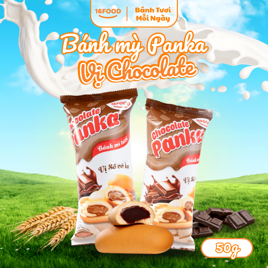 Bánh Mỳ Tươi Panka Nhân Socola 50g - Bánh Ăn Sáng Dinh Dưỡng | 16Food