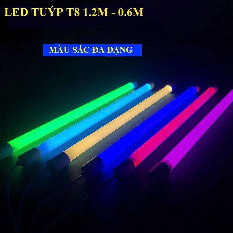 Đèn LED TUÝP T8 1m2 nhiều màu ESNCO - Chống nước - CHUYÊN DECOR PHÒNG NGỦ - STUDIO GAMING