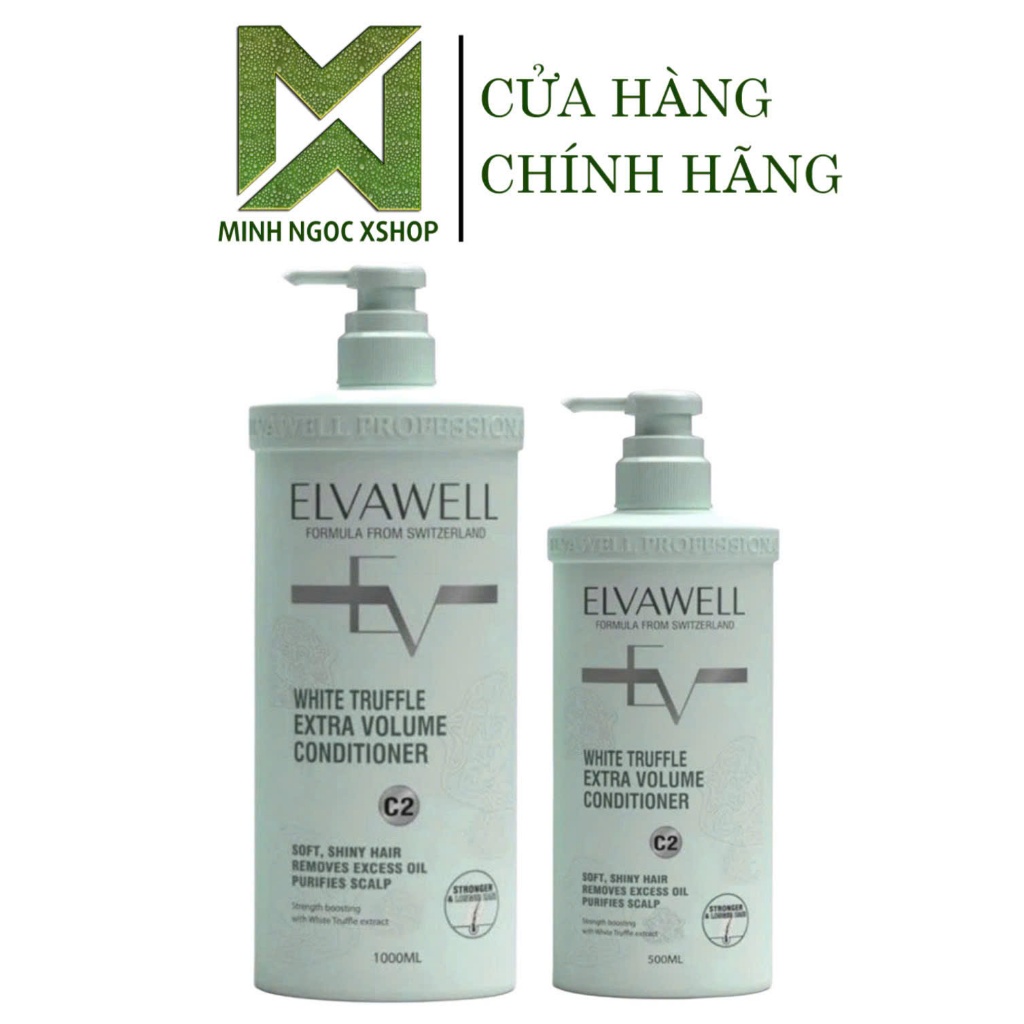 Dầu Xả Cho Tóc Dầu Bết ELVAWELL White Truffle Extra Volume C2 500ML - 1000ML, Màu Xanh