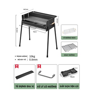  Bếp nướng than hoa không khói Bếp nướng than hoa ngoài trời inox gấp gọn + phụ kiện An Home Pehouse 