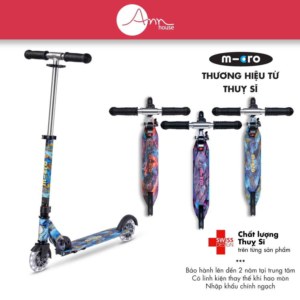 [Thuỵ Sĩ] Xe scooter Micro Sprite LED Art - Bánh xe đèn LED - Gập gọn - Tải trọng 100kg