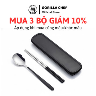  Bộ muỗng đũa cá nhân inox 304 có hộp kiểu Hàn Quốc Gorilla Chef bộ thìa đũa cá nhân an toàn sức khỏe 