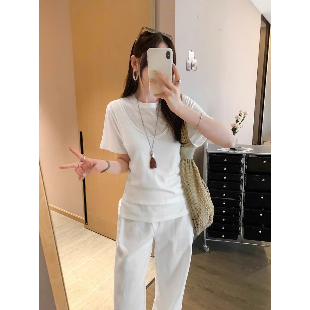 Áo thun kiểu Hàn 2 lớp buộc dây sau 𝐉𝐔𝐋𝐘 𝐓𝐎𝐏- LOVI