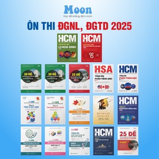  Sách ôn thi đánh giá năng lực đại học quốc giá Hà Nội  đại học quốc gia Hồ Chí Minh 2025- HSA TSA VACT | Moonbook 