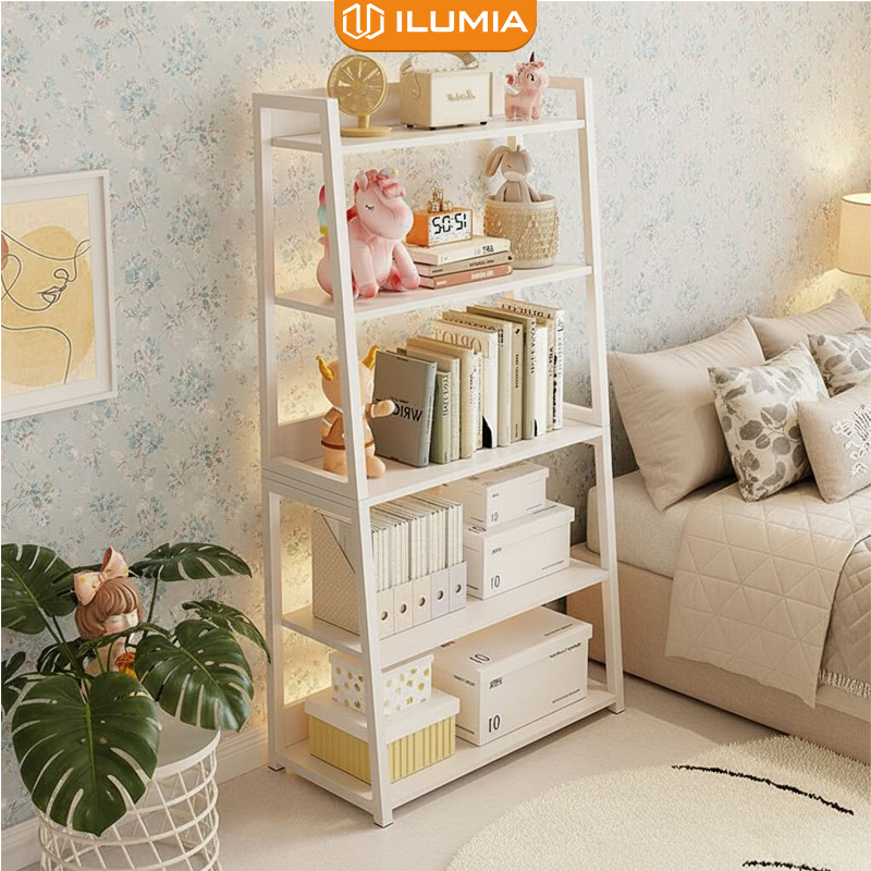 Kệ sách gỗ đa tầng thông minh decor phòng làm việc kiểu Hàn thương hiệu Ilumia - GM06