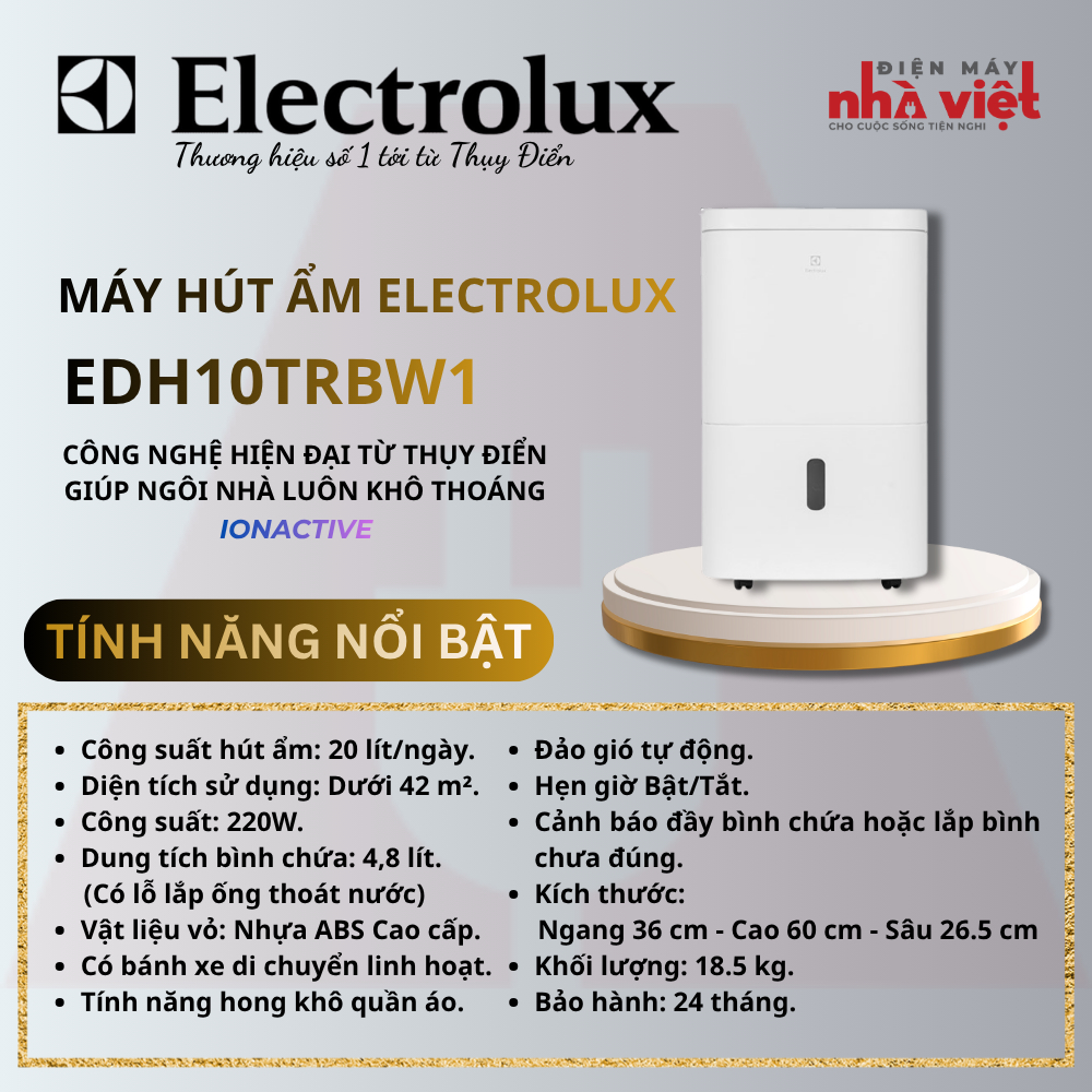 Máy hút ẩm Electrolux UltimateHome 300 EDH10TRBW1