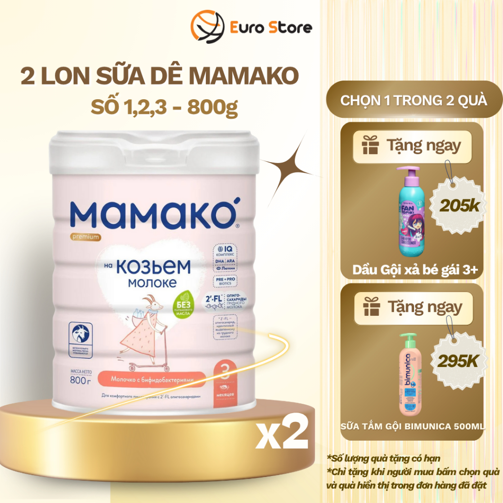 [Combo 2 Lon] Sữa Dê MAMAKO Số 3 Euro Store - 800g