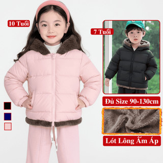  Áo Khoác Lót Lông Mùa Đông Cho Bé Trai Bé Gái Mũ Tai Thỏ Áo Phao Ấm Mùa Đông Tai Thỏ Trẻ Em Xốp Kookoo 