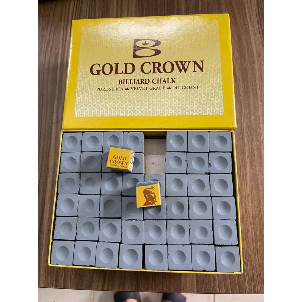 Lơ Bida Gold Crown Chính Hãng | Phấn Bida Cao Cấp Bám Phấn Tốt, Không Vón | Dùng Cho 9 Bi & 3 Băng