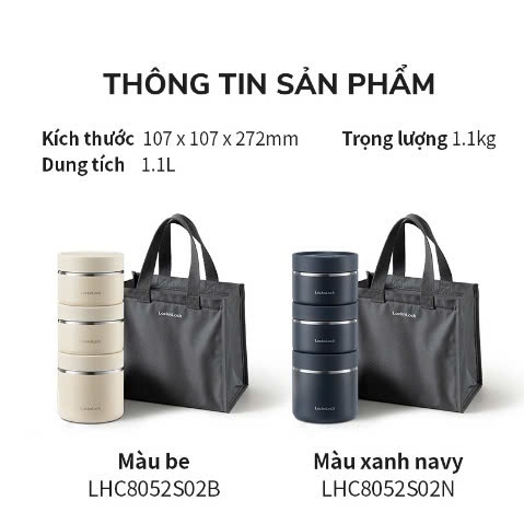 Hộp cơm giữ nhiệt LHC8052S01 LHC8052S02N LHC8052S02B