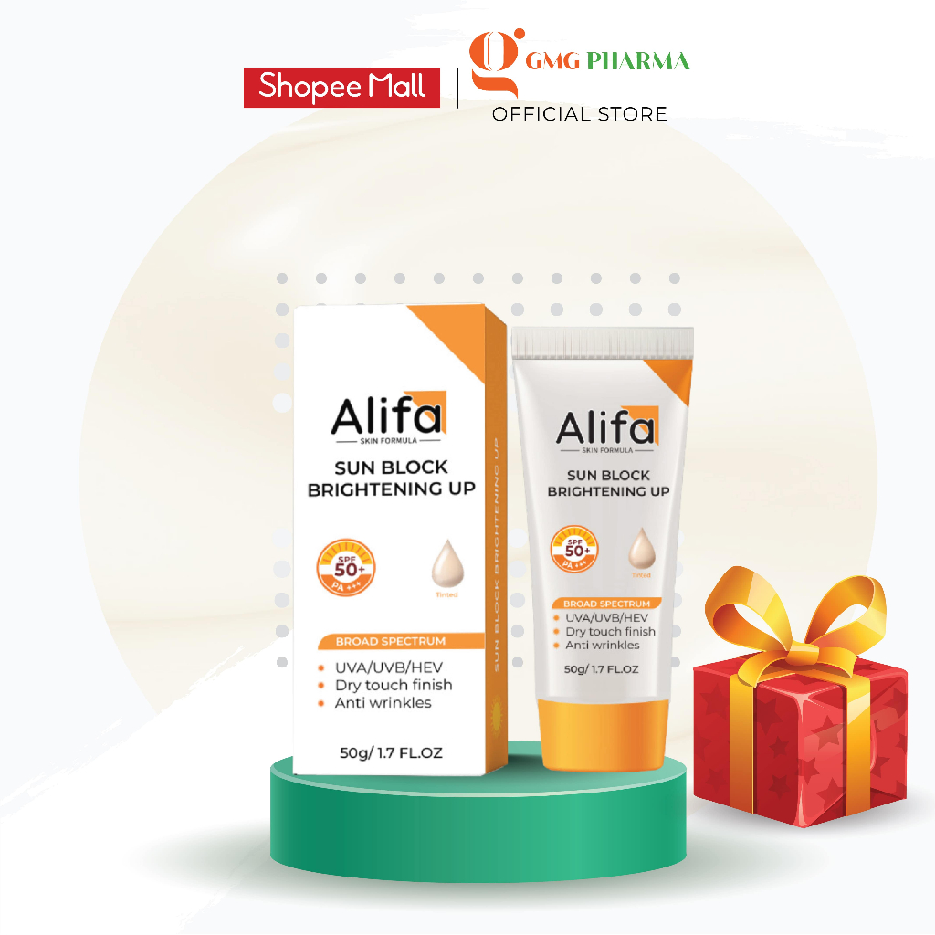 Kem chống nắng Alifa Sun Block Brightening Up 50g SPF50+ PA+++ dưỡng da nâng tone