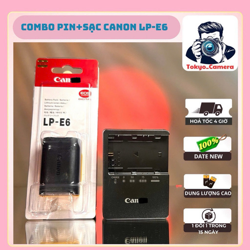 Bộ Sạc Pin Canon LP-E6 dùng cho 5D Mark II, 5D Mark III, 5D Mark IV, 5DS, 5DS R, 6D,7D, 7D Mark II, 