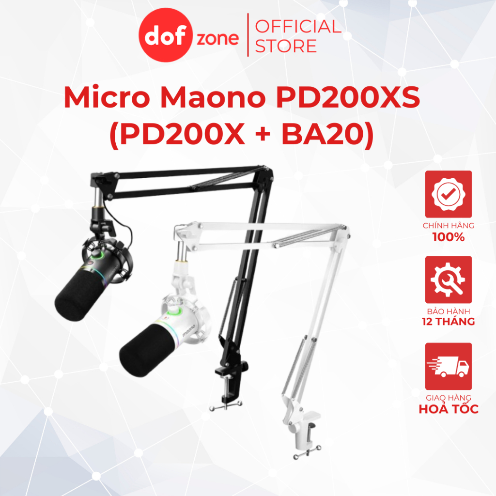 Micro Maono PD200XS(PD200X + BA20) – Bản Nâng Cấp USB/XLR, Âm Sạch, Chống Ồn Tốt | Hàng Chính Hãng