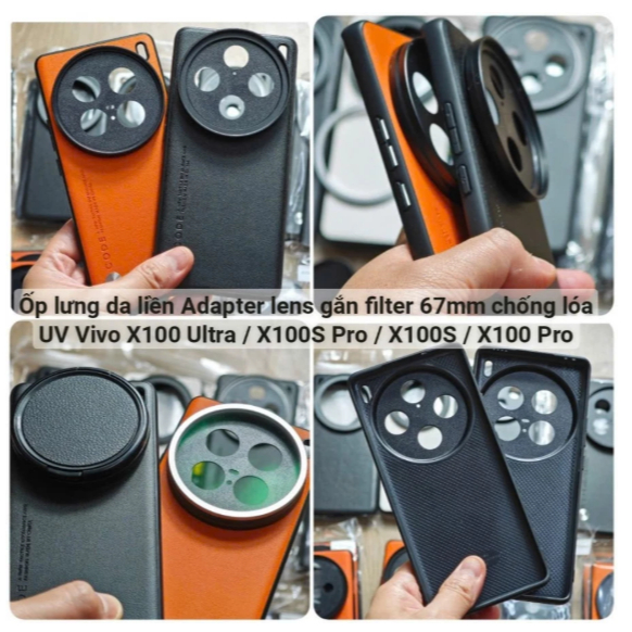Ốp lưng da liền Adapter gắn filter 67mm UV ND CPL Vivo X200 Ultra X200S Pro mini / X100 / X100S lens