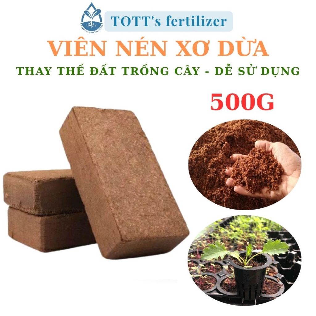 (COMBO 10V) Đất trồng cây, TOTT’s fertilizer, viên nén xơ dừa, viên 500g, đất sạch hữu cơ vi sinh