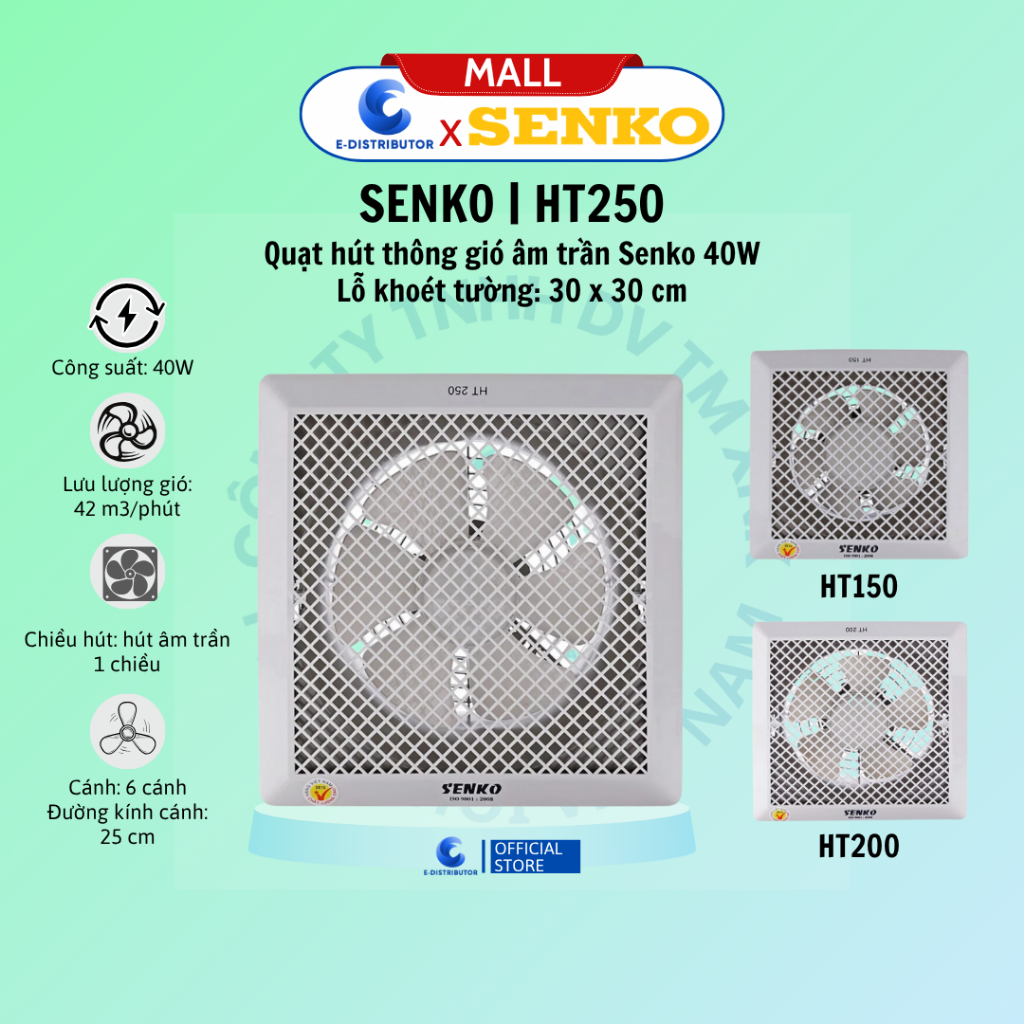 Quạt hút trần Senko HT250/HT200/HT150 - Hàng Chính Hãng