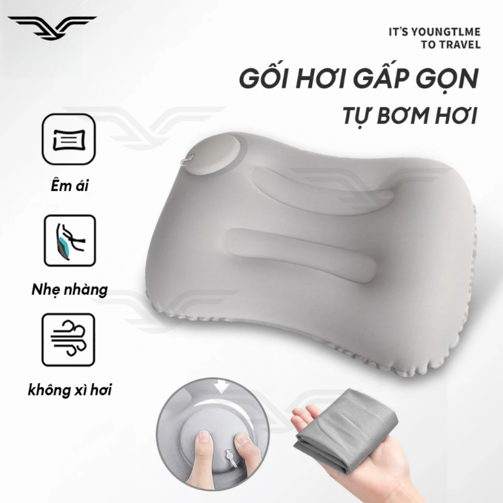 Gối cổ tự bơm hơi, gối cổ tiện lợi và di động, thích hợp cho việc cắm trại, nghỉ ngơi tại văn phòng.