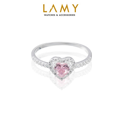 Nhẫn bạc nữ LAMY Sparkling Heart Ring Pink 8195