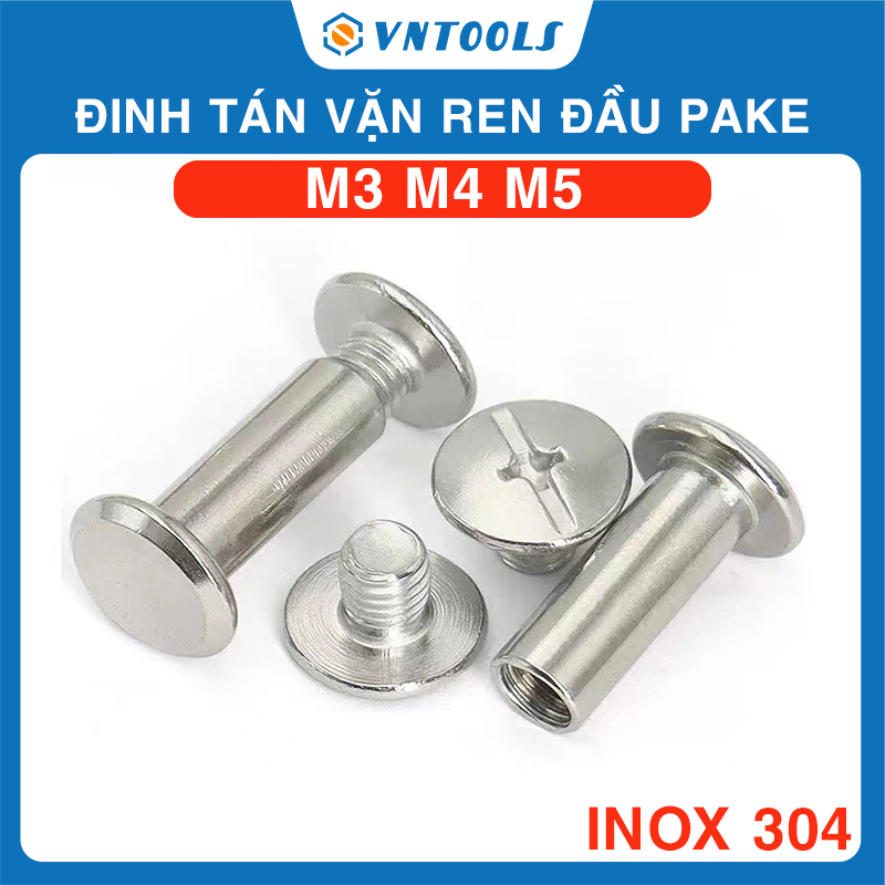 Đinh Tán Inox, Đinh Tán Vặn Ren Inox 304 Đầu Pake | Size 3ly 4 ly 5ly