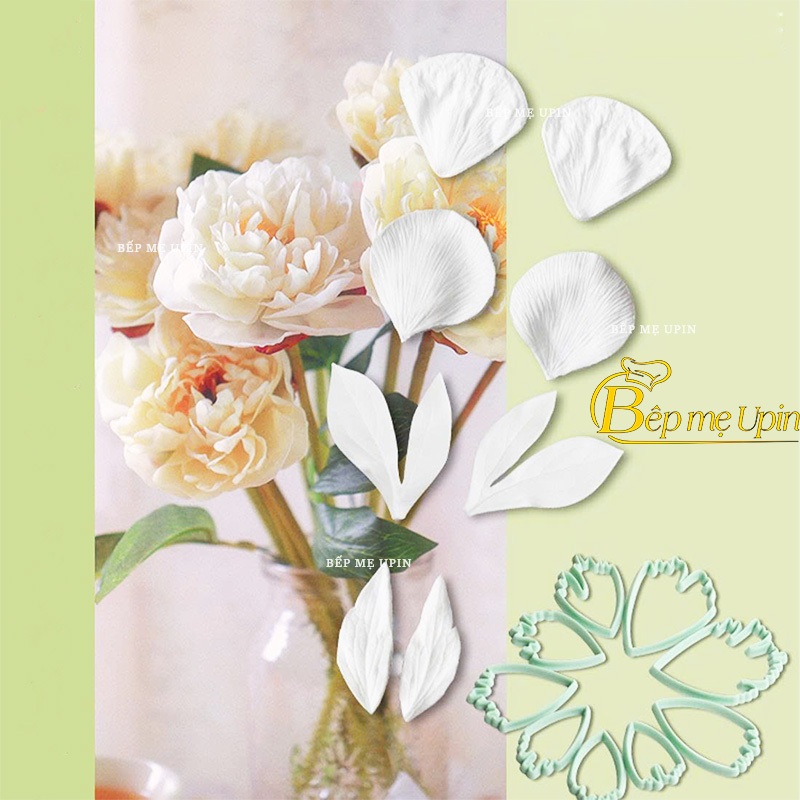 Sét khuôn tạo hình hoa mẫu đơn cánh hoa mẫu đơn làm bánh bao khuôn fondant khuôn gum