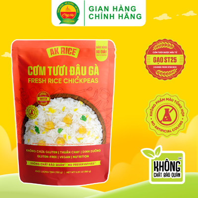 Cơm Tươi Đậu Gà AK Rice 150g Từ Gạo ST25 Thơm Ngon Mền Dẻo