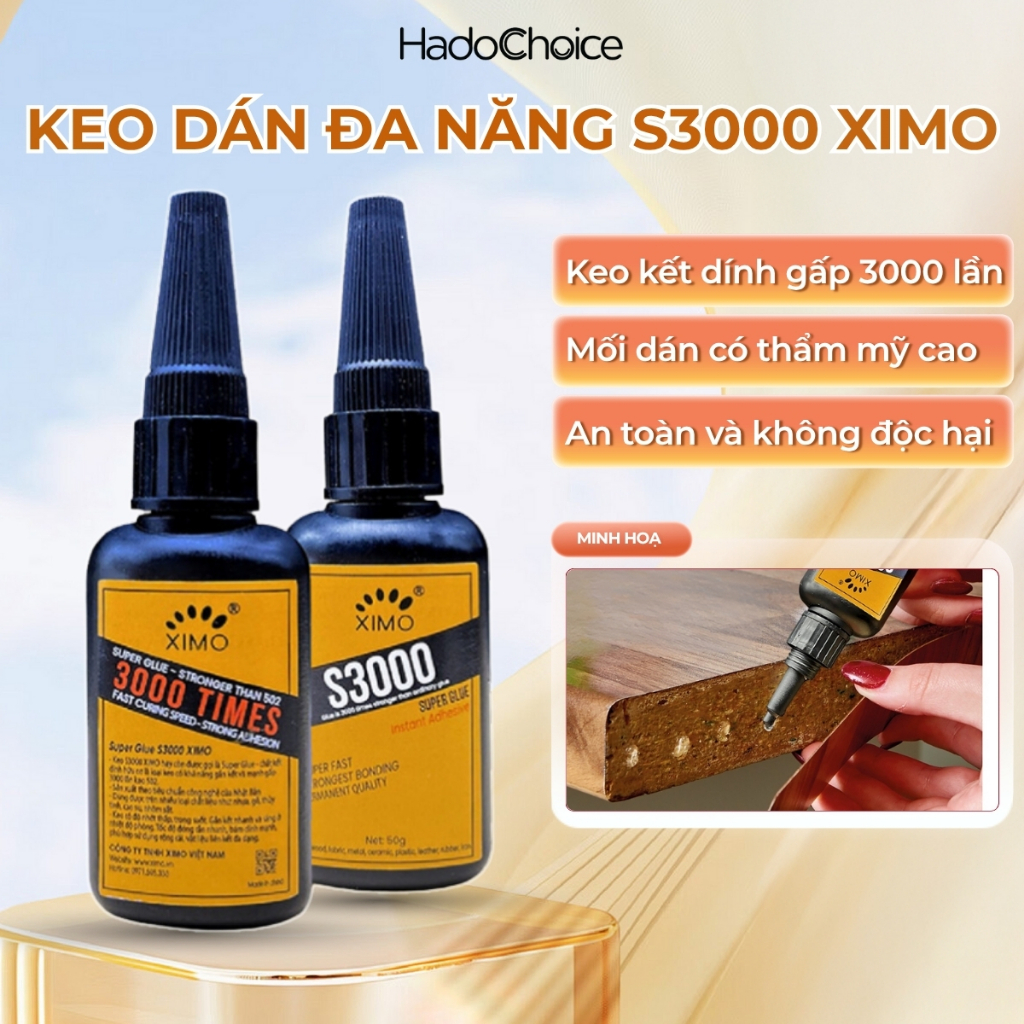Keo dán đa năng S3000 XIMO dán tất cả vật liệu gỗ, vải, gốm, sứ, sắt, nhôm, nhựa
