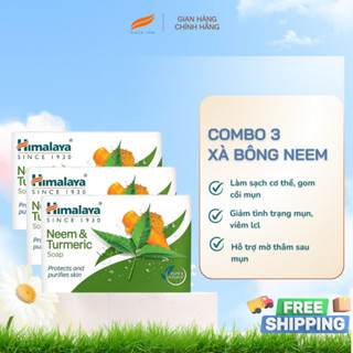Combo 3 xà phòng làm sạch mụn lưng Himalaya Neem&Tumeric Soap 75g/sản phẩm