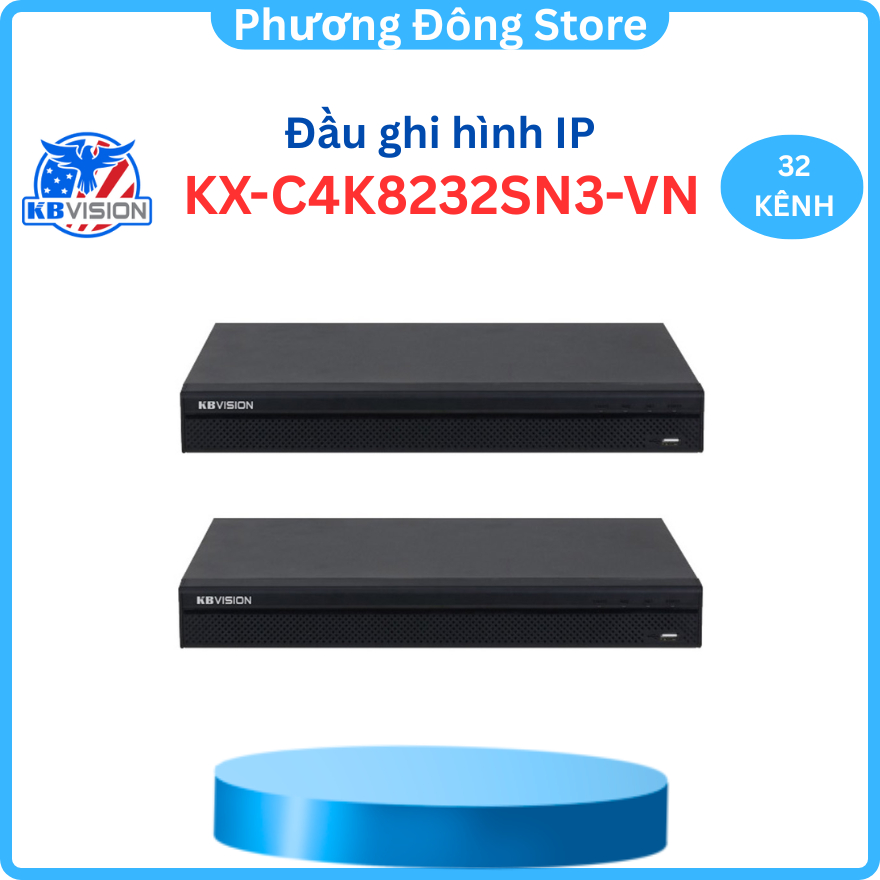 Đầu ghi hình IP 32 kênh KBVISION KX-C4K8232SN3 Hỗ trợ 2 ổ cứng, chuẩn tương thích ONVIF