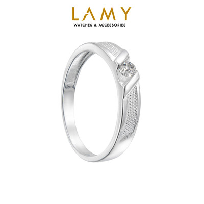Nhẫn bạc nam nữ LAMY Gemstone-Studded Couple Ring Silver 8239
