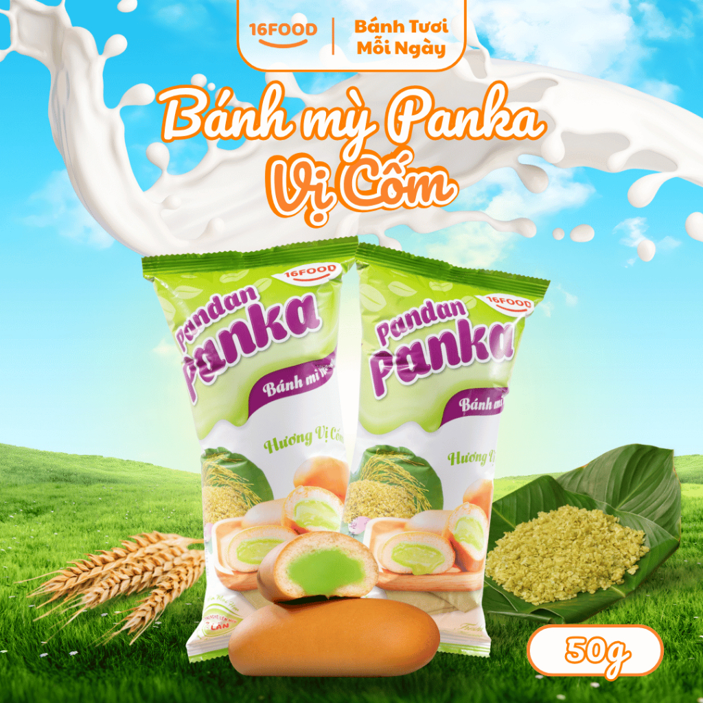 Bánh Mỳ Tươi Panka Nhân Cốm 50g - Bánh Ăn Sáng Dinh Dưỡng | 16Food
