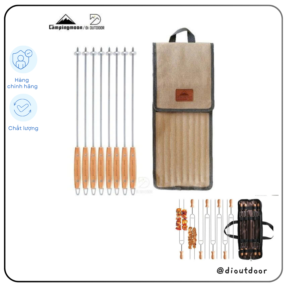 Bộ 8 Xiên Nướng BBQ Campingmoon MK8- K480 Thép Không Gỉ