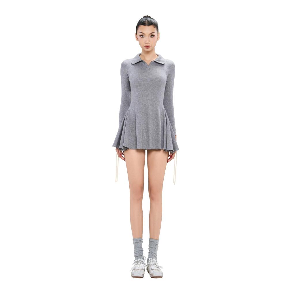 LSOUL Đầm Dài Tay Cổ Sơ Mi Ôm Body Co Giãn Phối Viền Dây Năng Động Mirae Dress V25081686