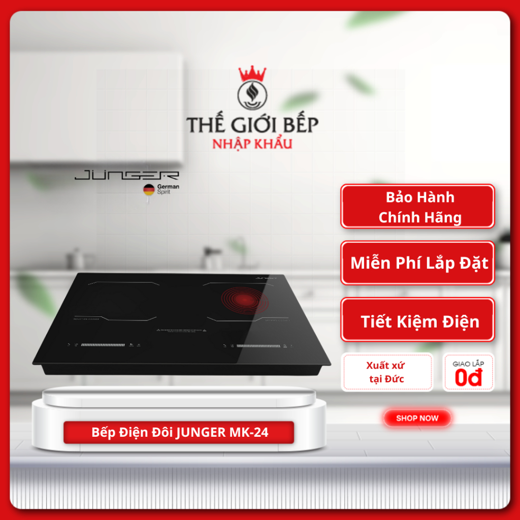 Bếp Điện Đôi JUNGER MK-24 – Tiện Nghi Cho Mọi Gian Bếp Tặng Bộ nồi inox Junger JC 100 (13 món)