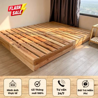   HOẢ TỐC HCM  Giường Pallet Gỗ Thông Chân Cao 15cm Nhập Khẩu Mỹ Mặt Nan Chà Mịn To - Pallet Gỗ Chống Mốc Không Mắt Đen 
