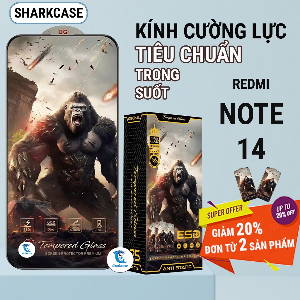 Kính cường lực Redmi note 14 4g 5g trong suốt chiến binh full màn trong suốt bảo vệ màn hình dt