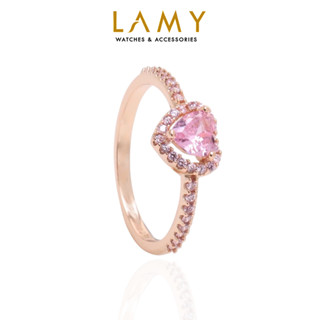 Nhẫn bạc nữ LAMY Pink Heart Stone Ring 8042 - Bạc cao cấp S925 ALE