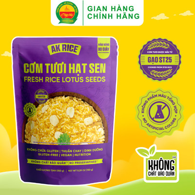 Cơm Tươi Hạt Sen AK Rice 150g Từ Gạo ST25 Thơm Ngon Mền Dẻo
