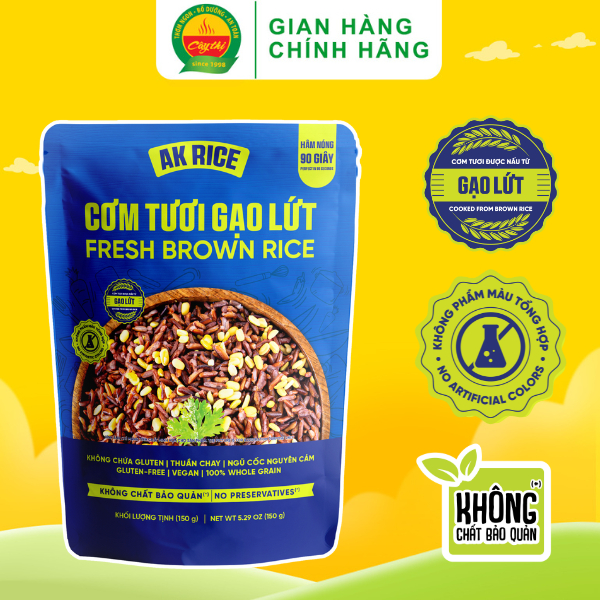 Cơm Tươi Gạo Lứt AK Rice 150g Thuần Chay Tốt Cho Sức Khỏe Tim Mạch