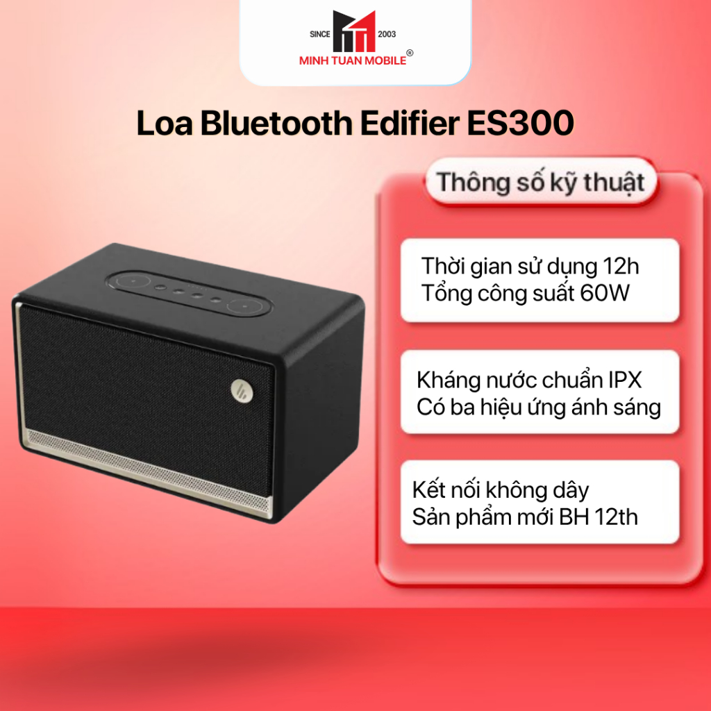 Loa Bluetooth Edifier ES300 - Kháng nước chuẩn IPX - Công Suất 60W - Tích Hợp Đèn Led