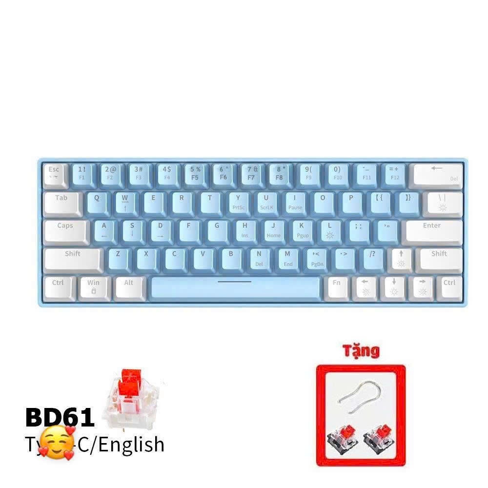 3Bàn phím cơ có dây BD61 Tiroshi có led sử dụng văn phòng, chơi game dành cho laptop và máy tính bàn