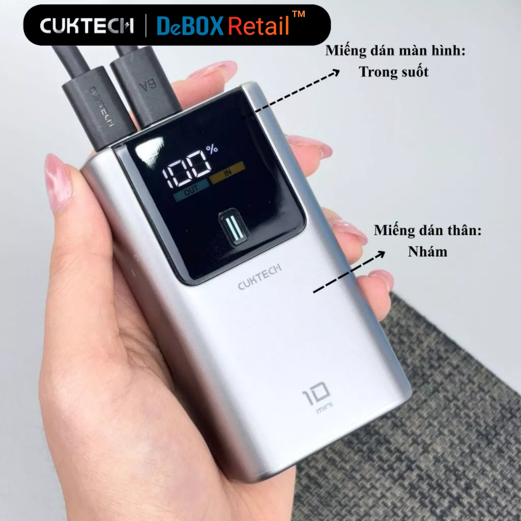Miếng dán film PPF 4 lớp dành cho Sạc Dự Phòng CUKTECH 10 mini PB1055 chống trầy xước, chống trượt, chống thấm nước | BigBuy360 - bigbuy360.vn