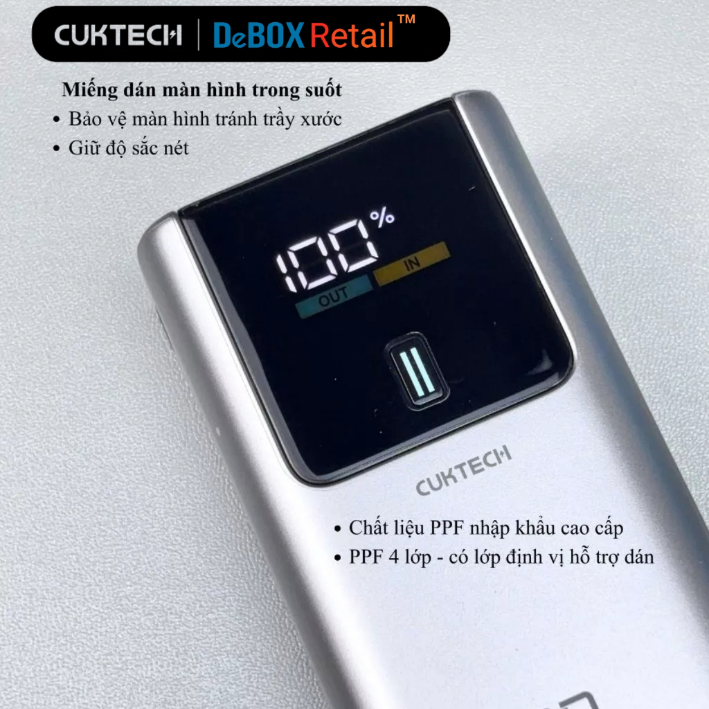 Miếng dán film PPF 4 lớp dành cho Sạc Dự Phòng CUKTECH 10 mini PB1055 chống trầy xước, chống trượt, chống thấm nước | BigBuy360 - bigbuy360.vn