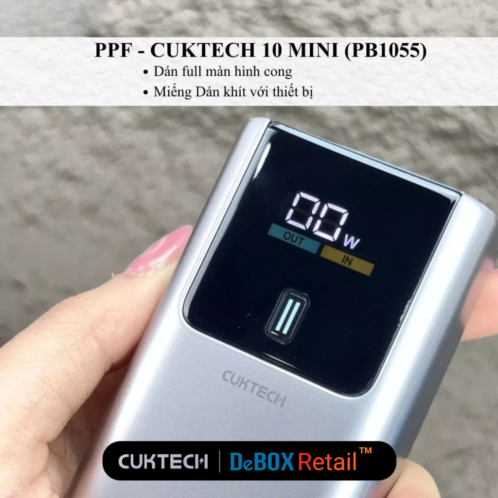 Miếng dán film PPF 4 lớp dành cho Sạc Dự Phòng CUKTECH 10 mini PB1055 chống trầy xước, chống trượt, chống thấm nước | BigBuy360 - bigbuy360.vn
