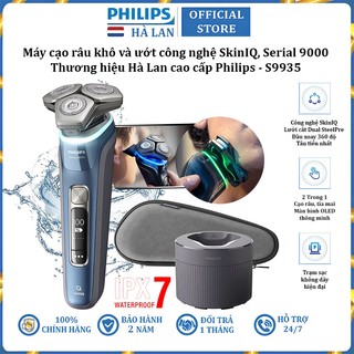 Máy cạo râu khô và ướt thương hiệu Philips S9935/50 Serial 9000 công nghệ SkinIQ tích hợp đế sạc nhanh - Bảo Hành 2 Năm