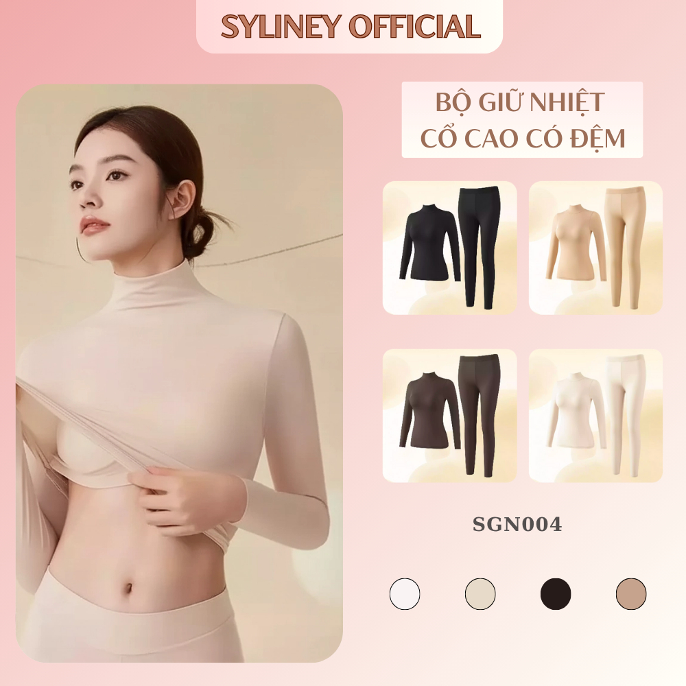 Bộ Giữ Nhiệt Cổ Cao Có Mút Nâng Ngực SYLINEY Giữ Ấm, Dưỡng Ẩm, Chống Tĩnh Điện