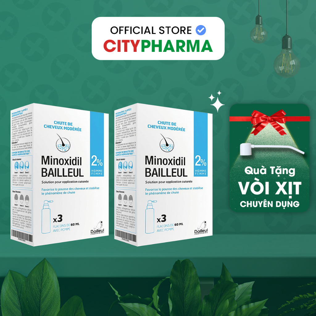 Combo 2 Hộp Xịt Mọc Tóc Minoxidil Bailleul 2% Nhập Khẩu Pháp, Hỗ Trợ Mọc Tóc Và Giảm Rụng Tóc Từ Cit