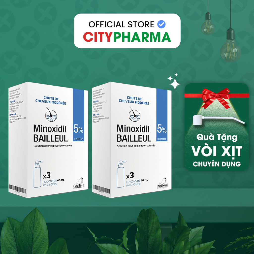 Combo 2 Hộp Xịt Mọc Tóc Minoxidil Bailleul 5% Nhập Khẩu Pháp, Hỗ Trợ Mọc Tóc Và Giảm Rụng Tóc Từ Cit